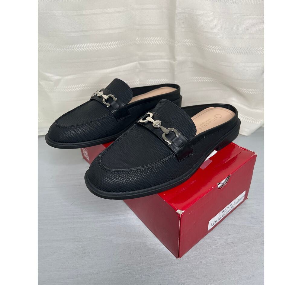 Journee Collection Rayla Slip On Loafer Mules Black Lizard Size 12M